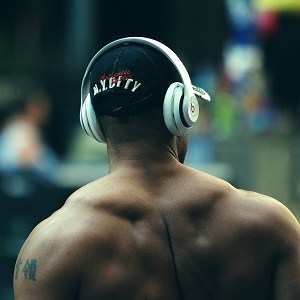 guy wearing workout headphones