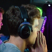 gamer wearing gaming headphones