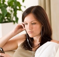 woman listening to music