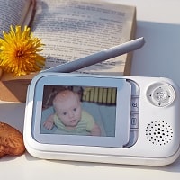 The close up baby monitor for security of the baby